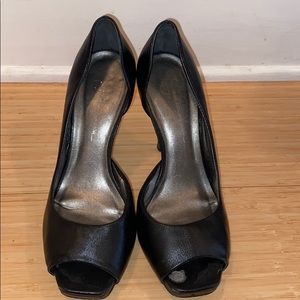 Black peep toe high heels
